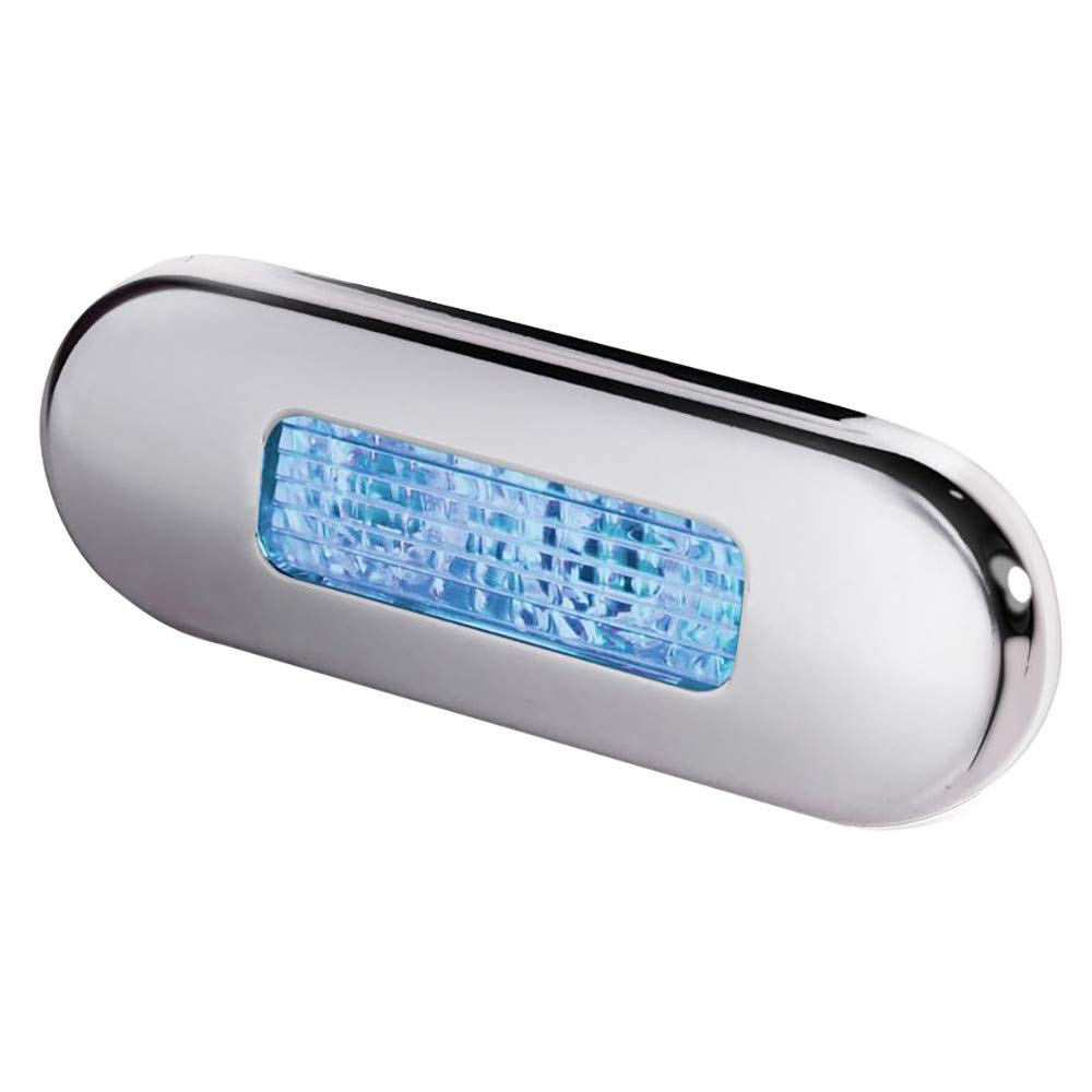 Hella Marine 18717852 Surface Mount Oblong Led Courtesy Lamp - Blue Led - Stainless Steel Bezel