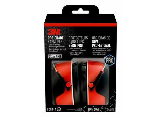 3M Pro-Grade Earmuff, Noise Reduction Rating (NRR) 30 dB, Lightweight & Adjustable Ear Muffs, Reduce Pressure Points For All-Day Comfort, Steel Wire Headband With Rubber Overmold Design (90565-4DC-PS)