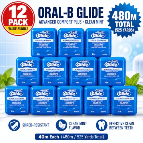 Oral-B Glide Advanced Comfort Plus Dental Floss 40m 12-Pack