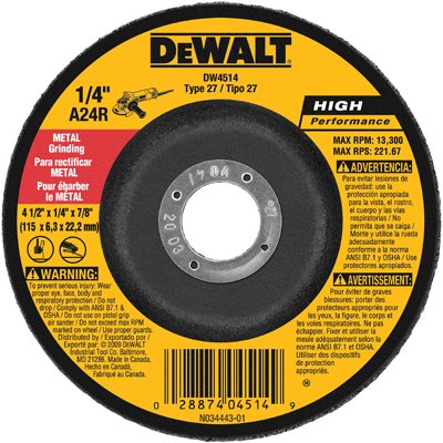 DEWALT Metal Grinding Wheel 4.5 x 1/4 x 7/8-In, 5-Pack