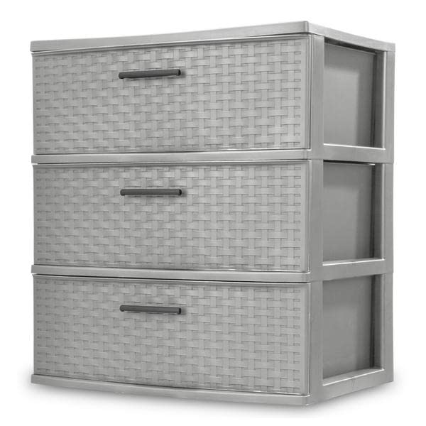 Sterilite 3 Drawer Wide Weave Tower Gray 2530