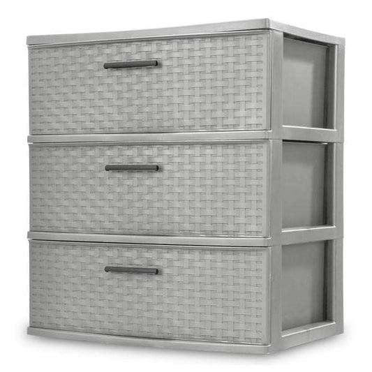 Sterilite 3 Drawer Wide Weave Tower Gray 2530