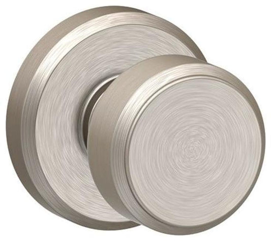 Schlage F170 BWE 619 GSN Bowery Door Knob with Greyson Trim, One Sided Non-Turning Dummy Door Handle, Satin Nickel