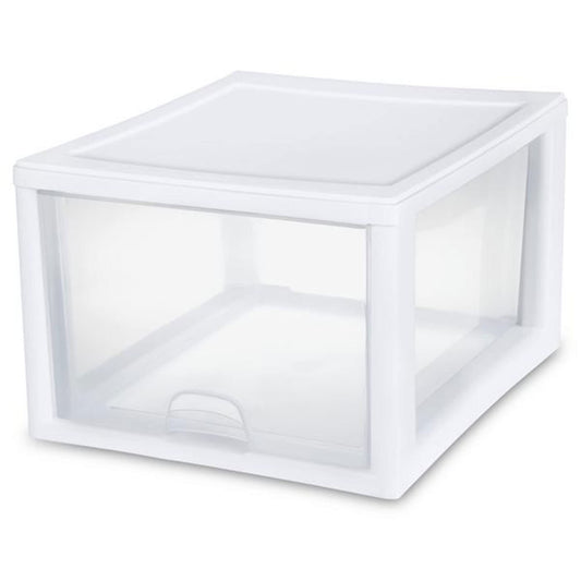 Sterilite 27 Qt Stacking Drawer 4-Pack, White Frame