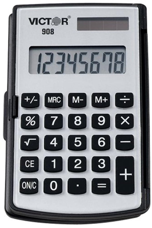 Victor 908 Standard Function Calculator, Black, 2.9" x 4.4" x 0.4"