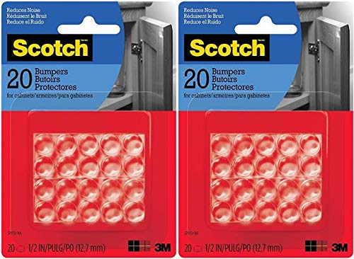 Scotch Clear Adhesive Bumper Pads 20 PCS, Self-Stick Rubber Pads 1/2" Round, Cabinet Door Rubber Bumpers, Designed to Protect Cabinets and Drawers, Sound Dampening, Transparent (SP950-NA)