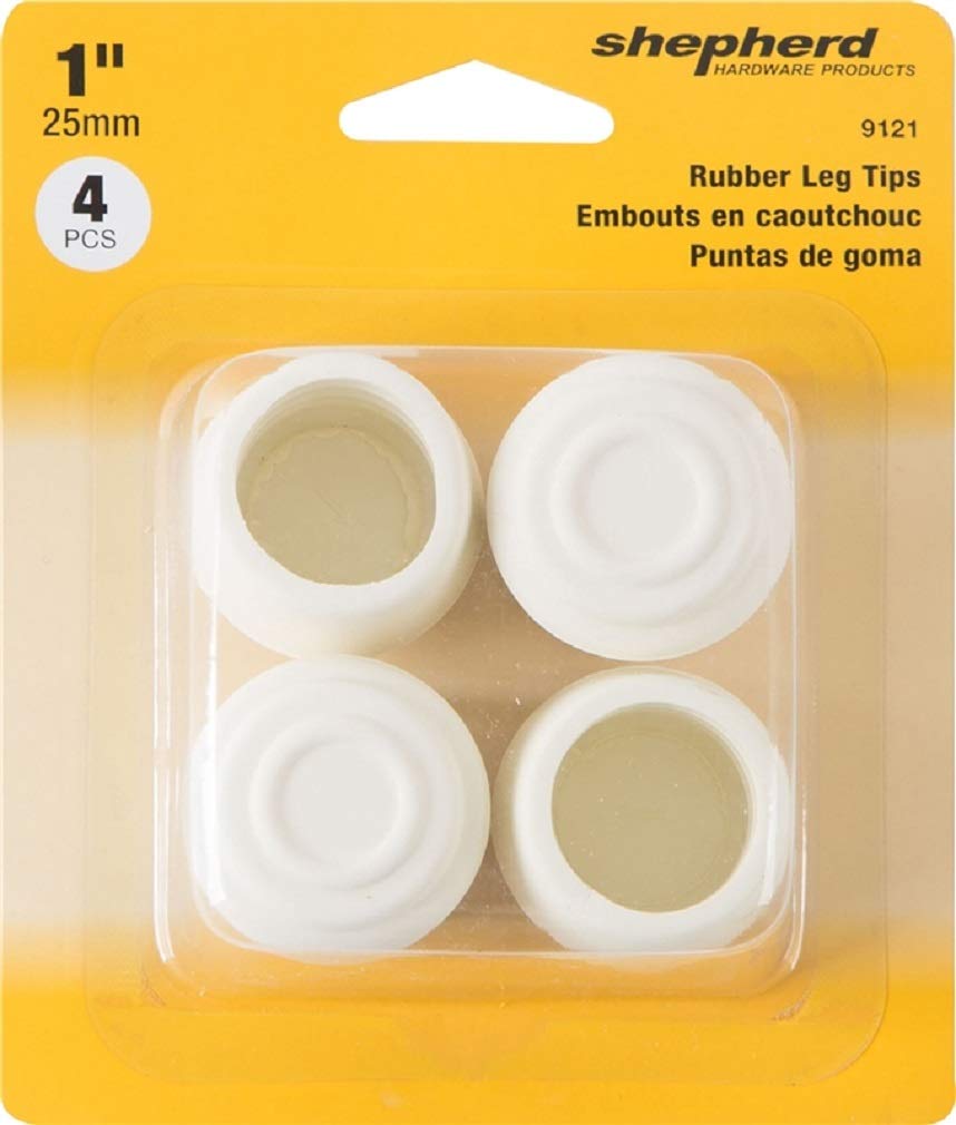 Shepherd 9121 1" White Rubber Leg Tips 4 Count