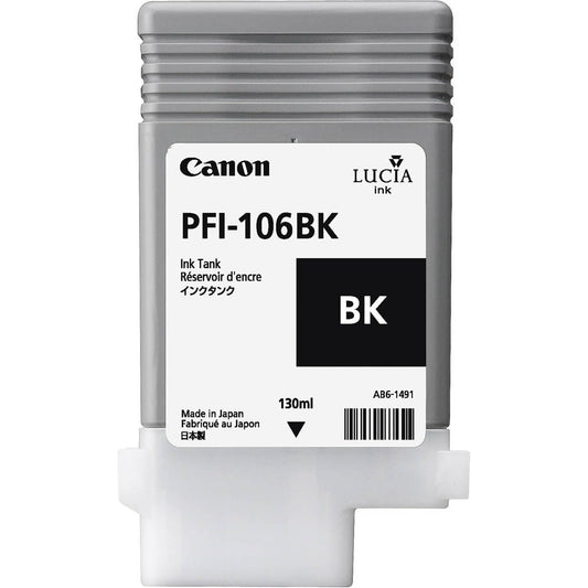 Canon 6621B001AA, PFI-106BK, Ink, 130 mL, Black, Sold as 1 Each