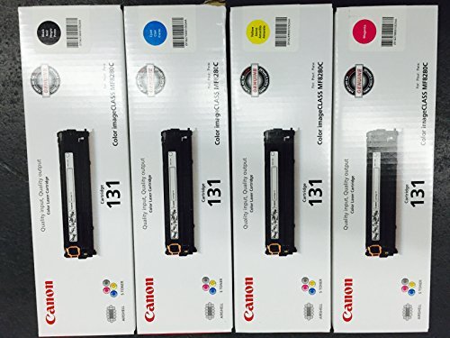 Canon Genuine Toner Bundle 131 (6270B007), 4 Pack (1 Each: Cyan, Magenta, Yellow, High Capacity Black), for Canon Color imageCLASS MF8280Cw, MF624Cw, MF628Cw, LBP7110Cw Laser Printers