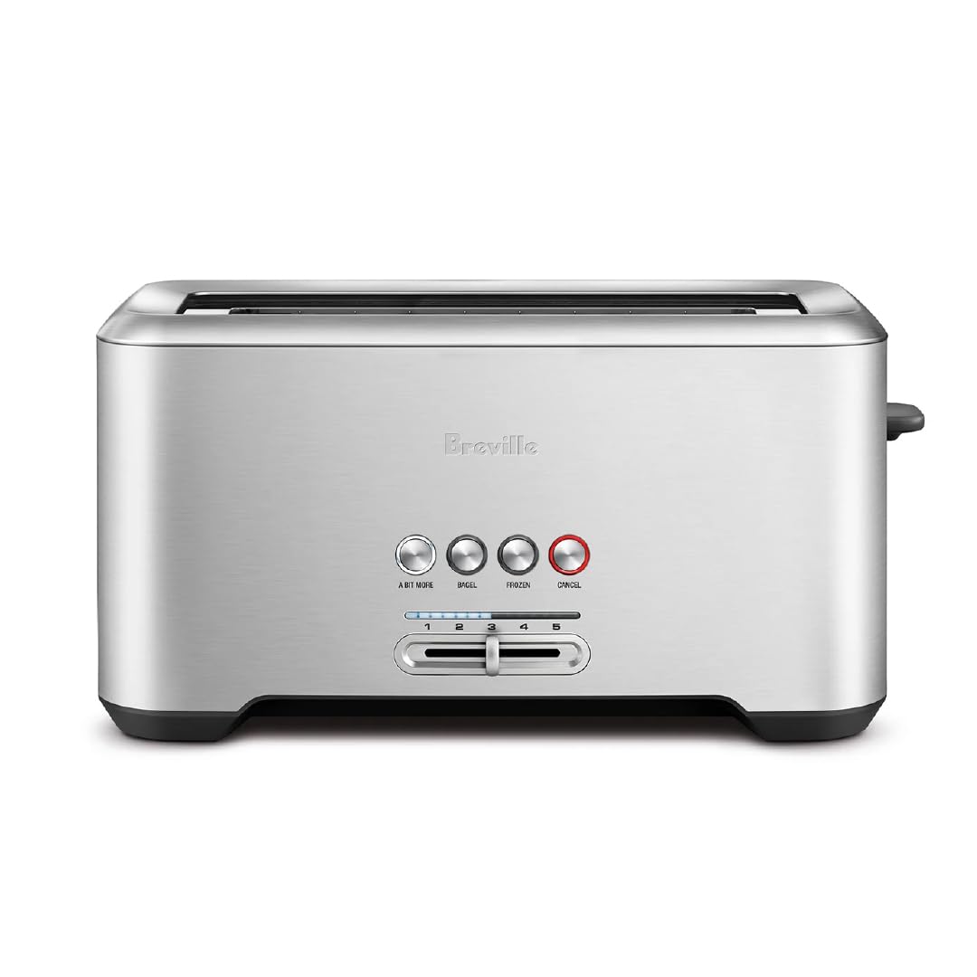Breville BTA730XL Stainless Steel Long Slot Toaster"The Bit More" 4-Slice Toast