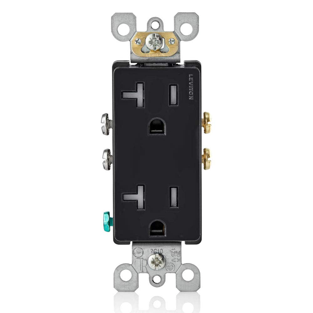 Leviton 20 Amp Decora Tamper-Resistant Duplex Outlet T5825-E Black