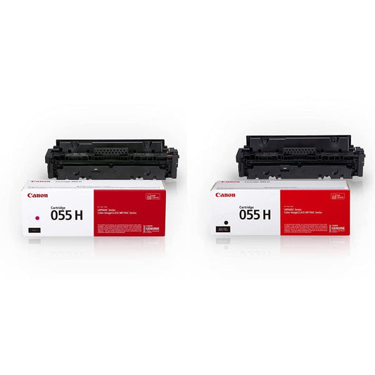 Canon Genuine Toner Cartridges, High Capacity - 055 Magenta (3018C001) and 055 Black (3020C001) - 2 Pack for Canon imageCLASS MF740 Series and LBP664Cdw Printers