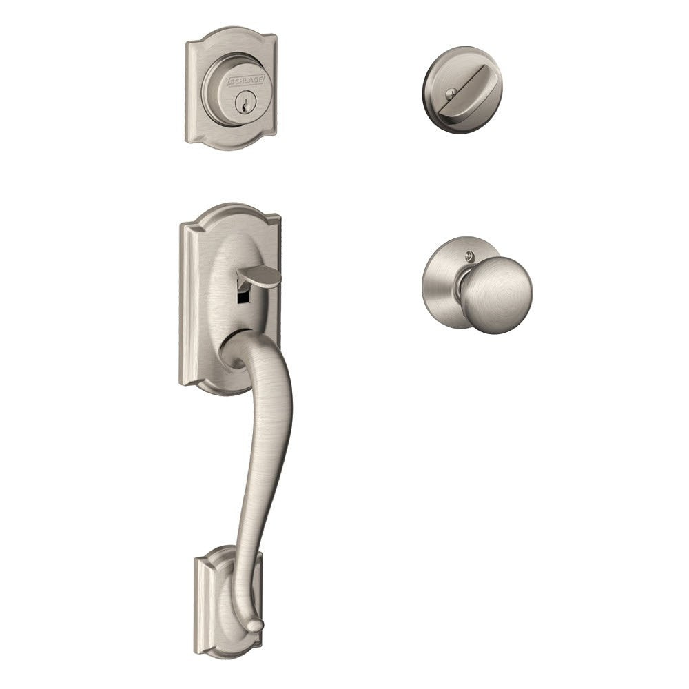 Schlage Lock Company F60CAM619PLY Schlage Camelot Active Door Handleset with Plymouth Interior, Satin Nickel