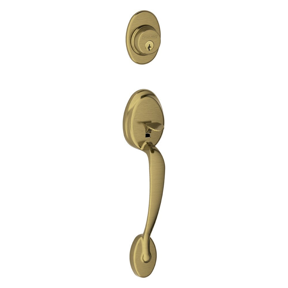 Schlage F58-PLY-609 Antique Brass Plymouth Single Cylinder Handleset (Exterior Side Only)