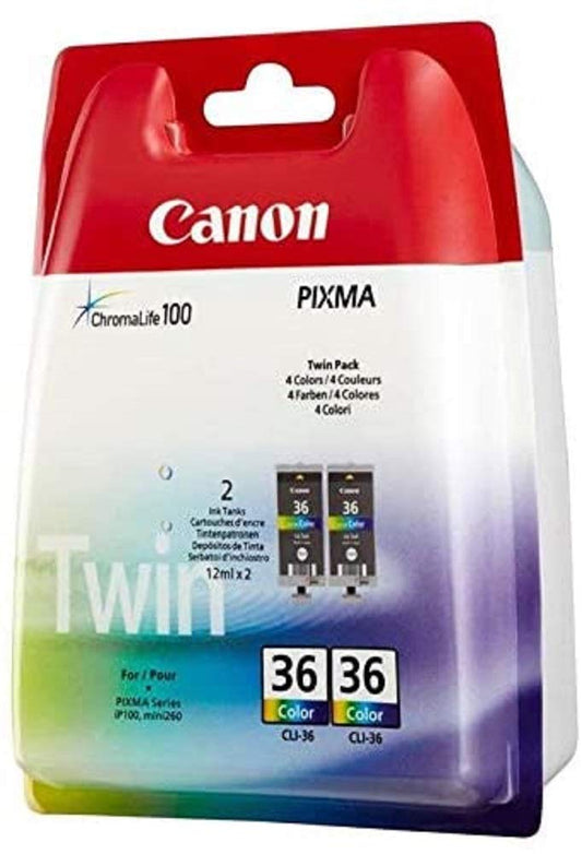 Canon CLI-36 Twin Pack Tri-Color Ink Cartridges