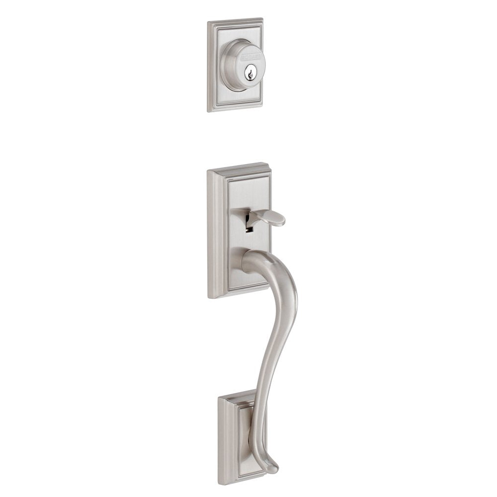 Schlage Addison F58 ADD 619 Exterior Handleset Satin Nickel