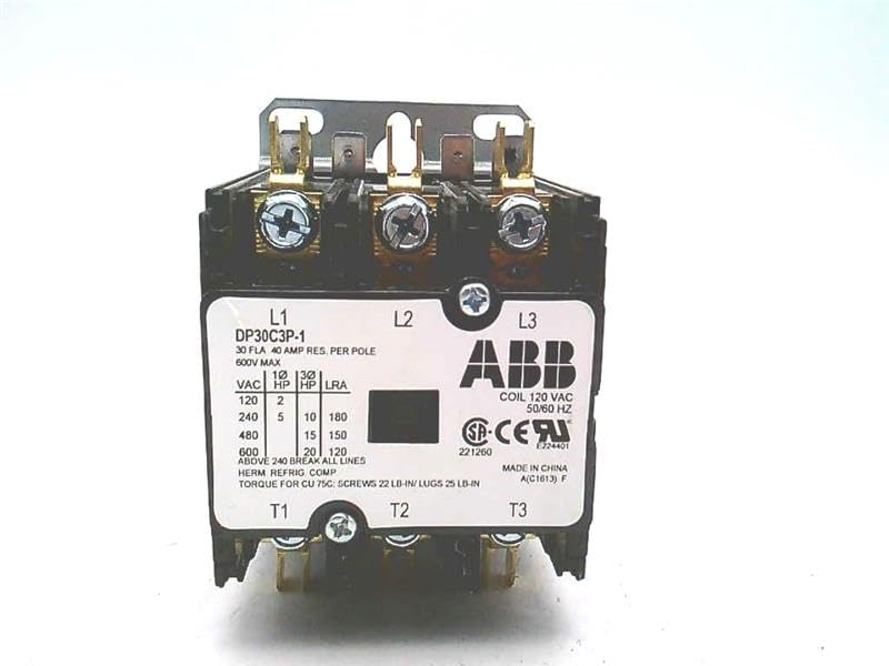 ABB, DP30C3P-1, 3 Pole, 30 Amps, 120VAC Coil, Definite Purpose Contactor