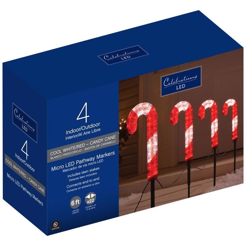 Celebrations Pathway Candy Cane 12 in. Blue LED