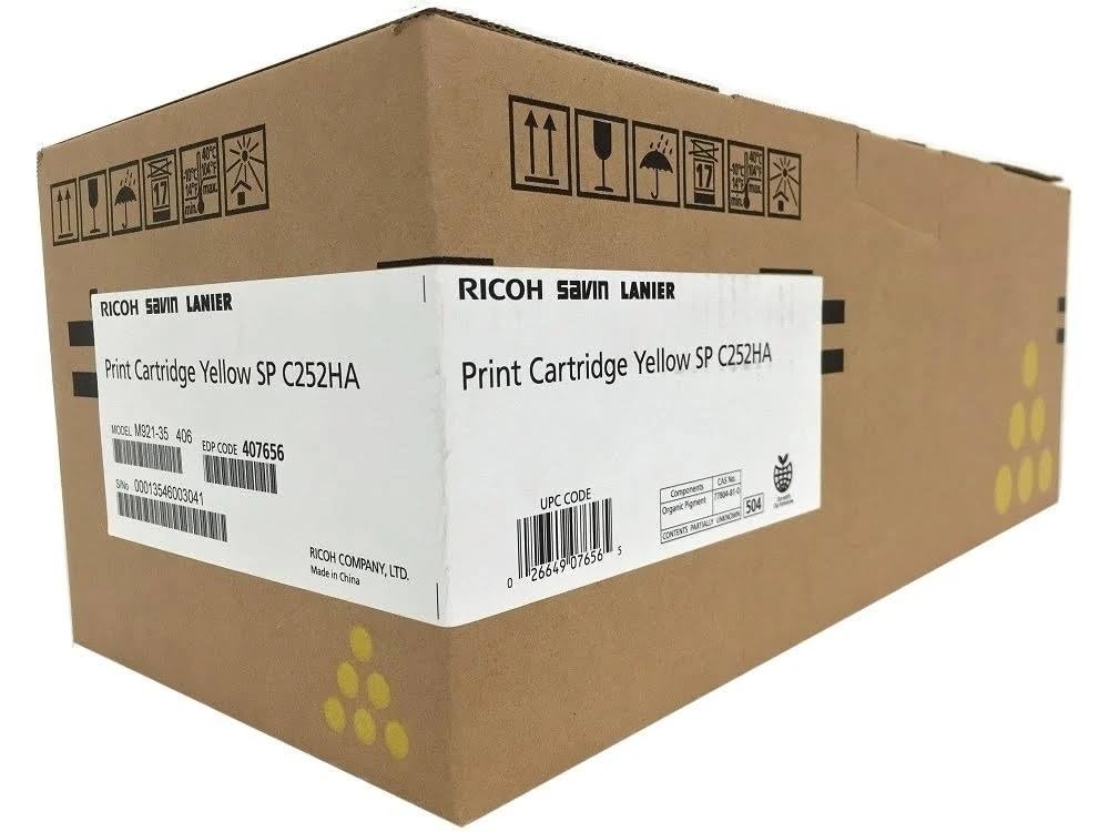 Ricoh 407656 Toner, 6,000 Page-Yield, Yellow