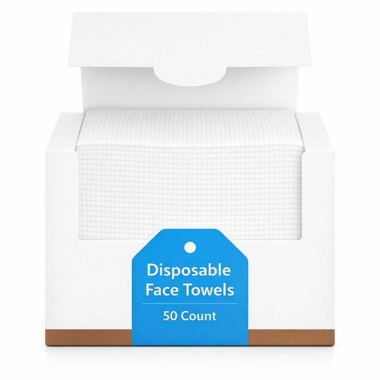 taktick Disposable Face Towels, 50 Count Ultra Soft Facial Towels for Gentle Cleansing, Face Cloths for Washing Face, Ideal Face Towels for All Skin Types, Perfect for Home and Travel, White
