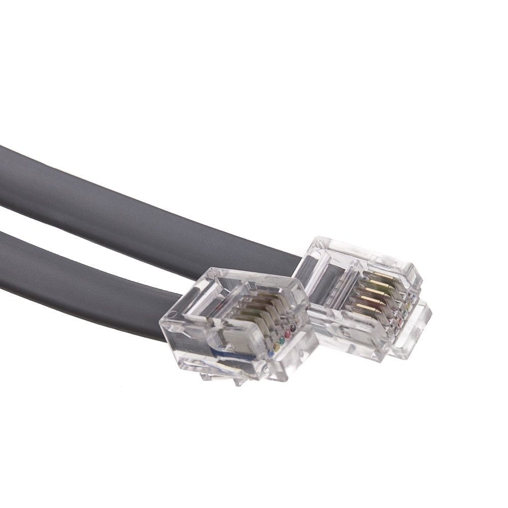 CableWholesale 25ft RJ11 Telephone Cord Silver Satin