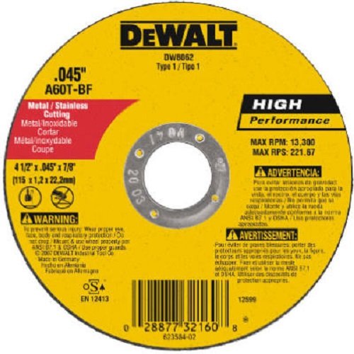 DEWALT Thin Cutoff Wheel DW8062S 4-1/2" x .045" x 7/8" 25-Pack