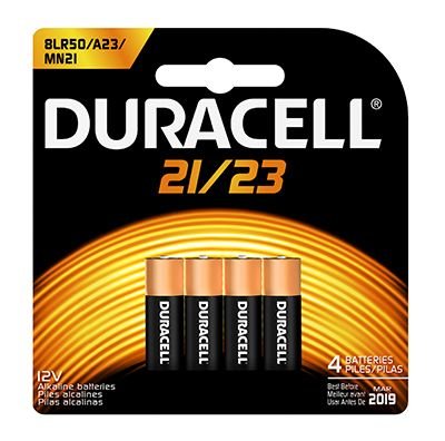 Duracell 21/23 12V Alkaline Battery, 4 Count Pack, 21/23 12 Volt Alkaline Battery, Long-Lasting for Key Fobs, Car Alarms, GPS Trackers, and More