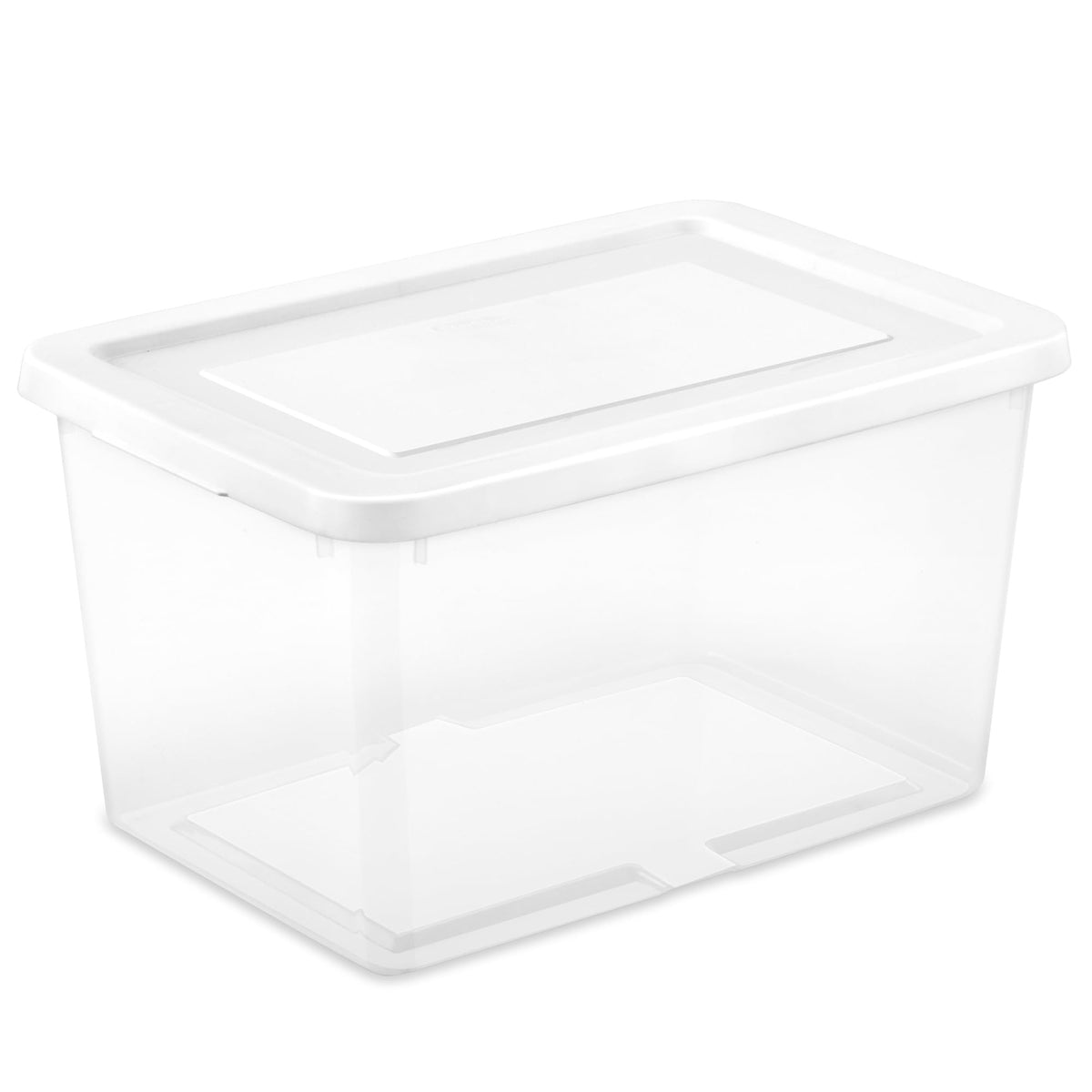 Sterilite 24 Pack Storage Box, 20 Quart Stackable Tote, Clear Plastic Container with Secure Snapping Lids for Home and Office Organization, White