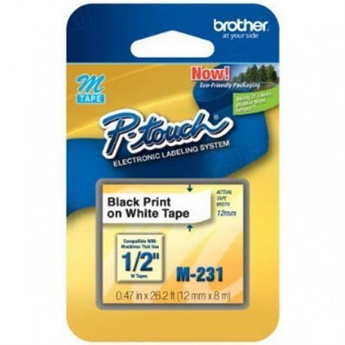 Brother 1/2" M Tape Black on White M Series