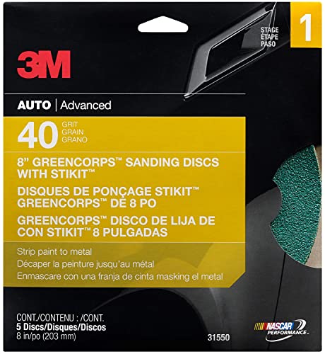 3M Green Corps Stikit Disc 31550, 8-Inch, 40E, 5-Pack