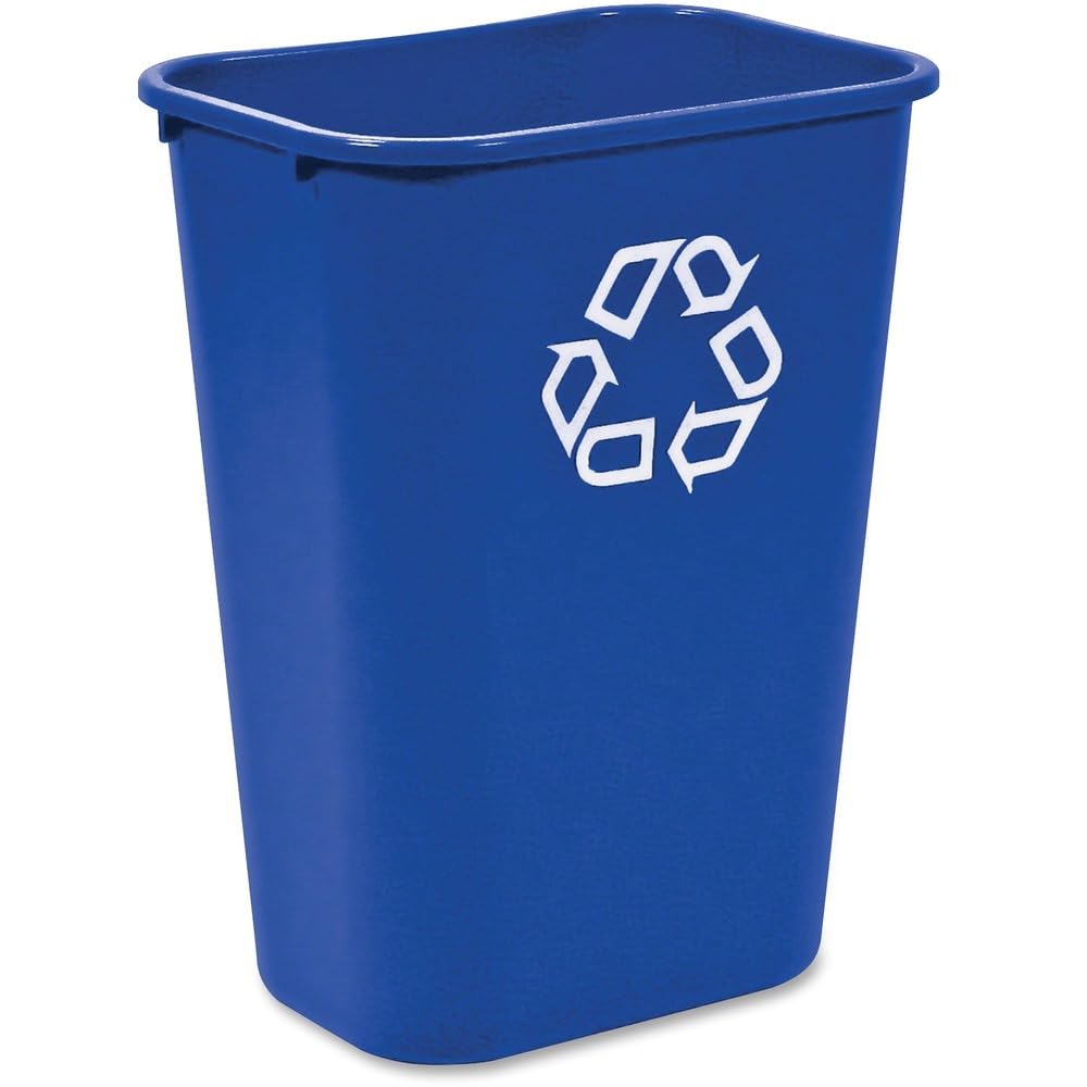 Rubbermaid Commercial Rubbermaid 295773BE Large Deskside Recycle Container w/Symbol, Rectangular, Plastic, 41.25qt, Blue