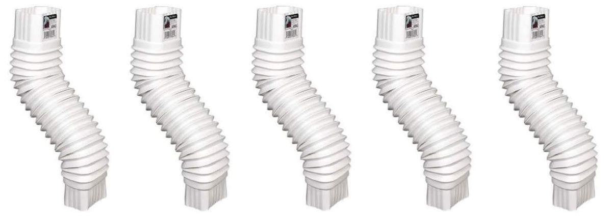 Amerimax 37084 2x3 Flex Elbow, White, 5 Pack