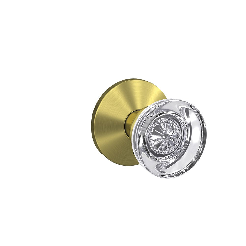 Schlage Hobson Glass Knob FC21 HOB 608 KIN, Satin Brass