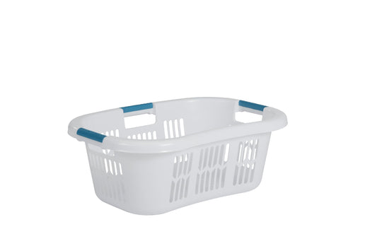 Large Hip-Hugger Laundry Basket/Hamper, 1.5-Bushel, White, Stackable Storage Bin/Organizer for Bathroom/Bedroom/Dorm/Home 299787