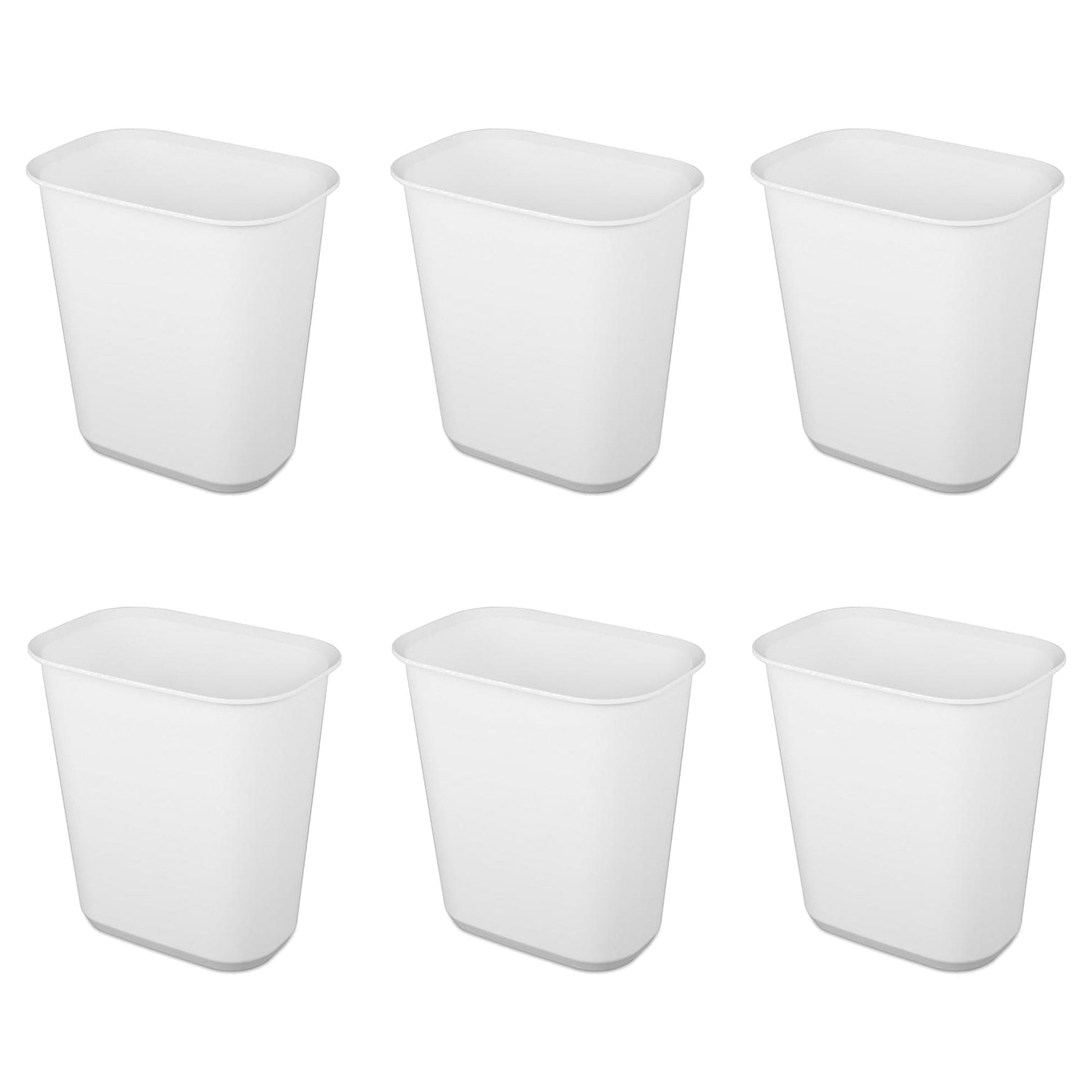 Sterilite 5.5 Gallon Rectangular Wastebasket 6 Pack White