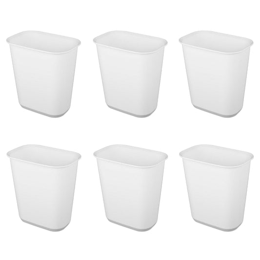 Sterilite 5.5 Gallon Rectangular Wastebasket 6 Pack White