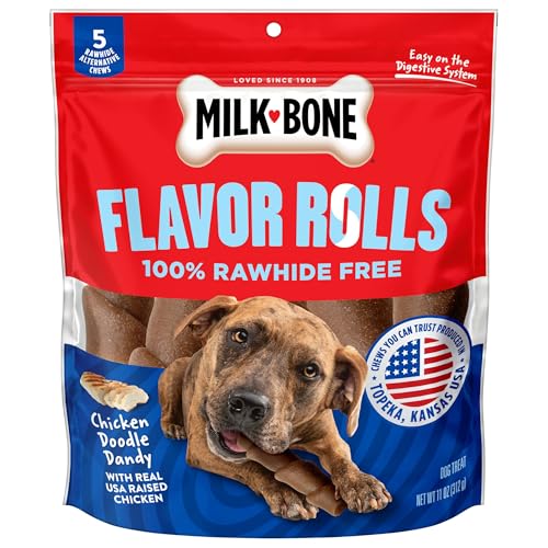 Milk-Bone Flavor Rolls Chicken Doodle Dandy Rawhide Free Dog Treat with Chicken, 5-Count Bag