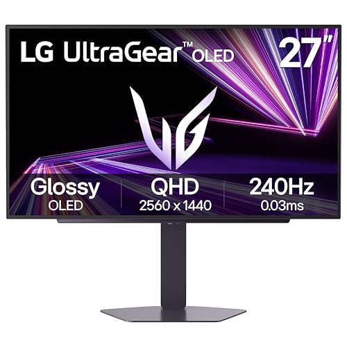 LG 27GX704A-B 27-inch Ultragear QHD (2650x1440) OLED Gaming Monitor 240Hz, 0.03ms, NVIDIA G-Sync Compatible, AMD FreeSync Premium Pro, VESA Display HDR TrueBlack400, HDMI 2.1, DisplayPort, Black