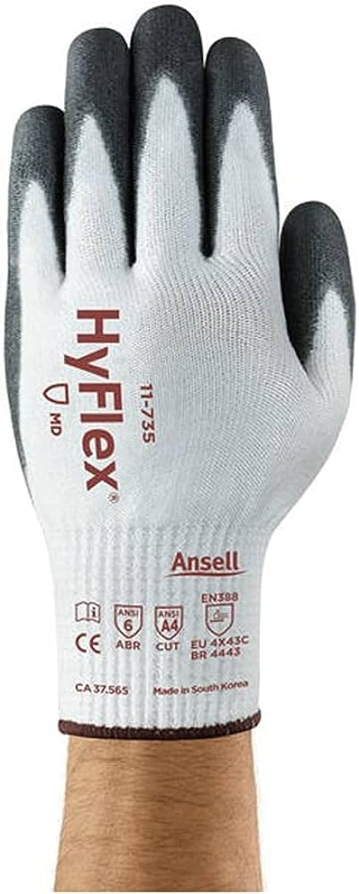 Ansell HyFlex 11-735 Cut Protection Gloves 7, 12-Pack