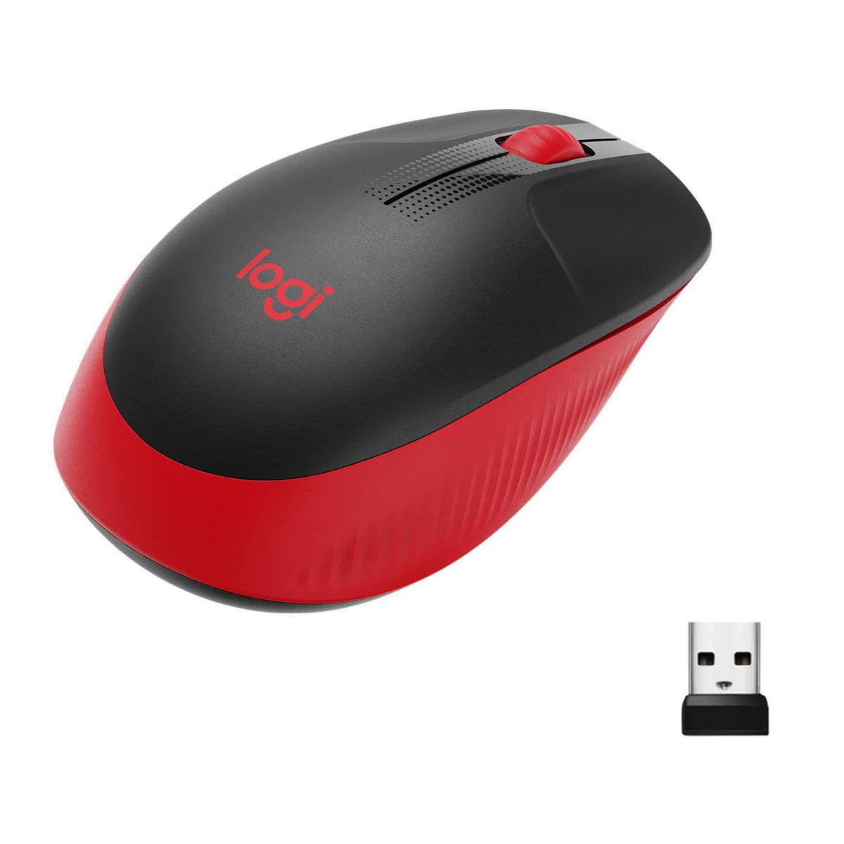 Logitech M190 Mouse RF Wireless Optical 1000 DPI Ambidextrous, 833988 (Optical 1000 DPI Ambidextrous M190, Ambidextrous, Optical, RF Wireless, 1000 DPI, Black, Red)