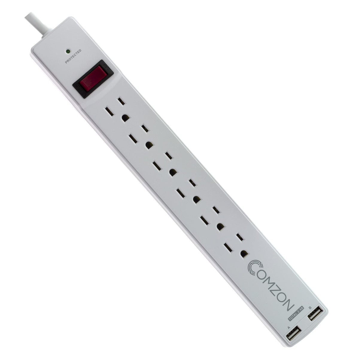 Comzon Surge Protector 6 Outlets 10ft White