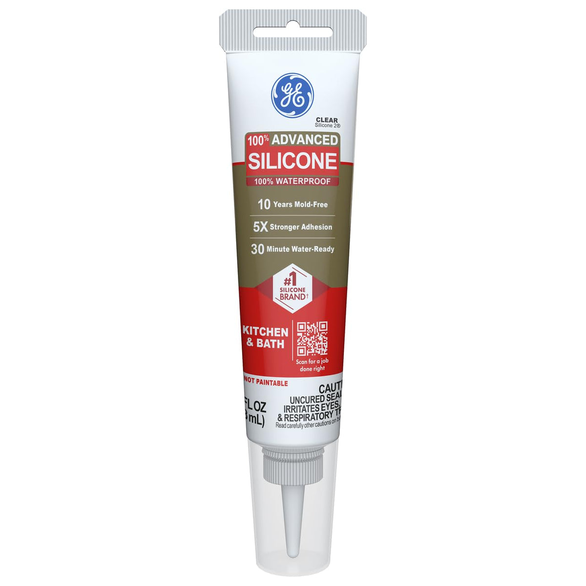 GE Advanced Silicone Caulk, Clear, 2.8 fl oz, GE284