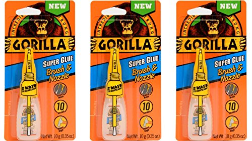 Gorilla Super Glue Brush & Nozzle 10g (3 Pack)