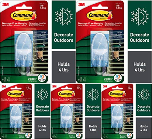 Command Large Clear Outdoor Plastic, Window Hook, 3 Piece (1 Hook, 2 Strips)