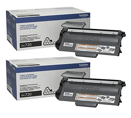 Brother Genuine TN-720 (TN720) Black Laser Toner Cartridge 2-Pack