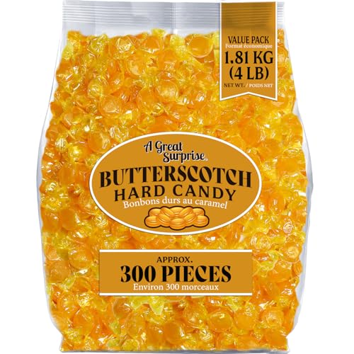 Butterscotch Hard Candy – 4 lb Bulk Bag, Classic Sweet Hard Candy for Candy Bowls & Parties