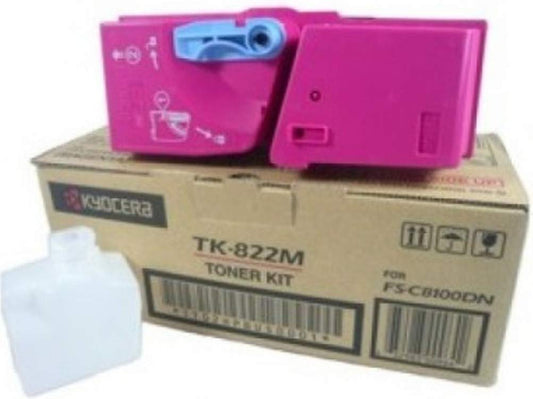 KYOCERA 1T02HPBUS0 Model TK-822M Magenta Toner Cartridge for use FS-C8100DN A3 Color Laser Printer, Up to 7000 Pages Yield at 5% Average Coverage