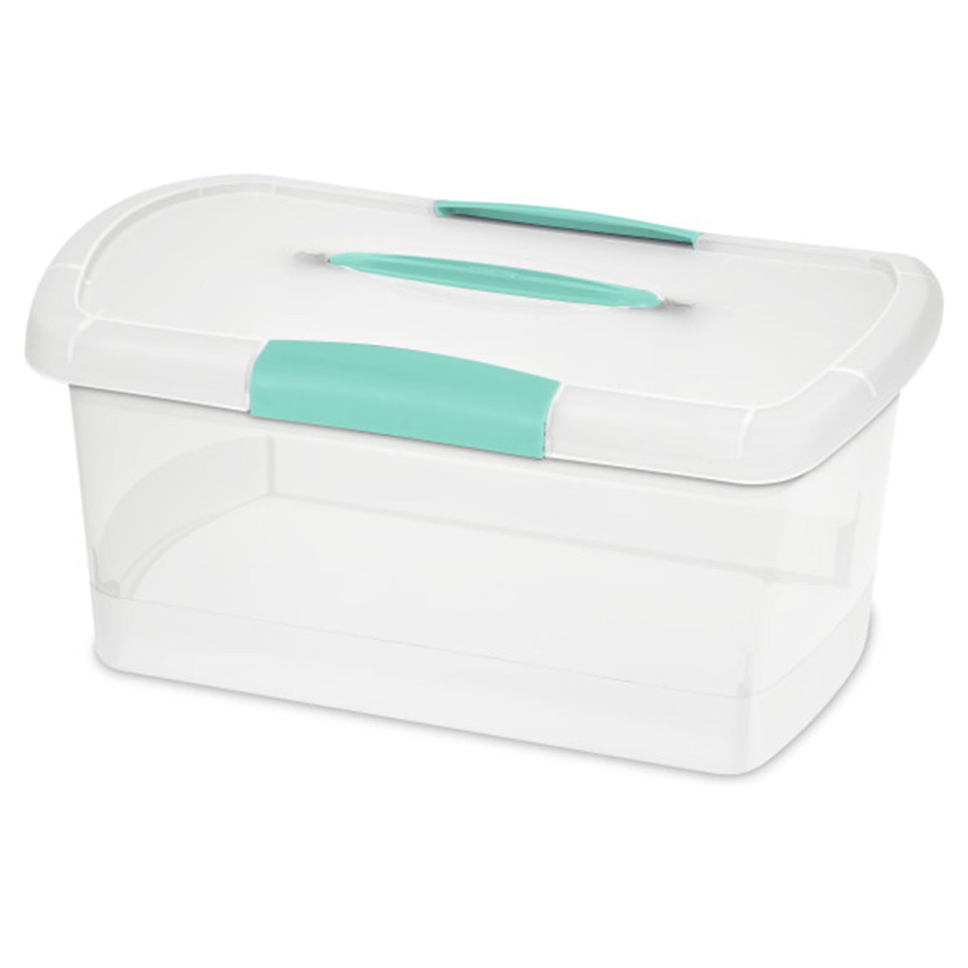 Sterilite Medium Nesting ShowOffs, Stackable Small Storage Bin with Latching Lid and Handle, Plastic Container to Organize Home, Clear, 30-Pack