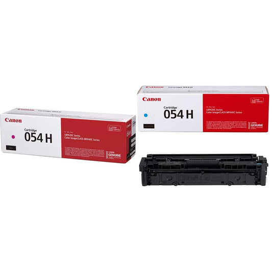 Canon Genuine Toner, Cartridge 054 Magenta, High Capacity (3026C001) 1 Pack Genuine Toner, Cartridge 054 Cyan, High Capacity (3027C001) 1 Pack