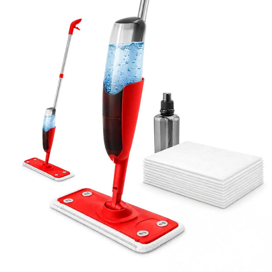 Premium Spray Mop for Floor Cleaning - 10 Disposable Sheets, Hard Wood Floor Cleaner for Mess Free Mopping and Shining